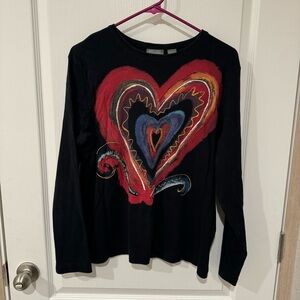 Additions by Chico’s Size 3 Black Heart Top